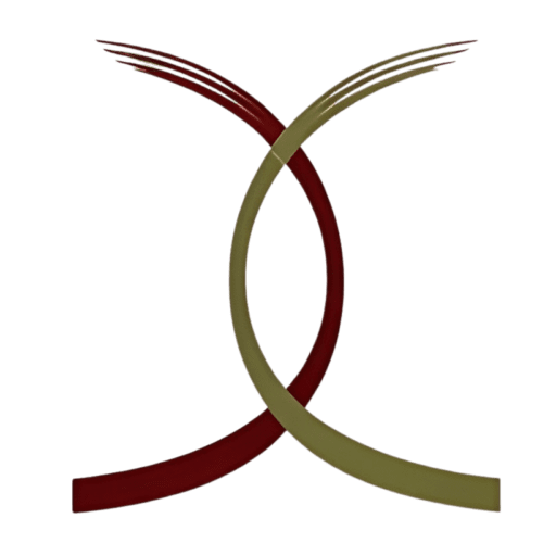 Abstract logo design featuring intertwined red and green curves, representing continuity and care, relevant to Continu Care Home Health services in San Antonio.