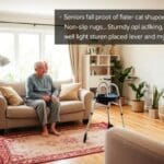 Senior using walker in a safe home environment with grab bars and non-slip rugs for fall prevention in San Antonio.
