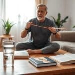 Man exercising at home and rehabilitation services in San Antonio.