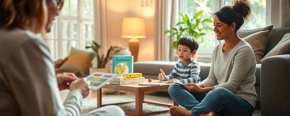 In-home speech therapy session with a child and therapist in San Antonio.