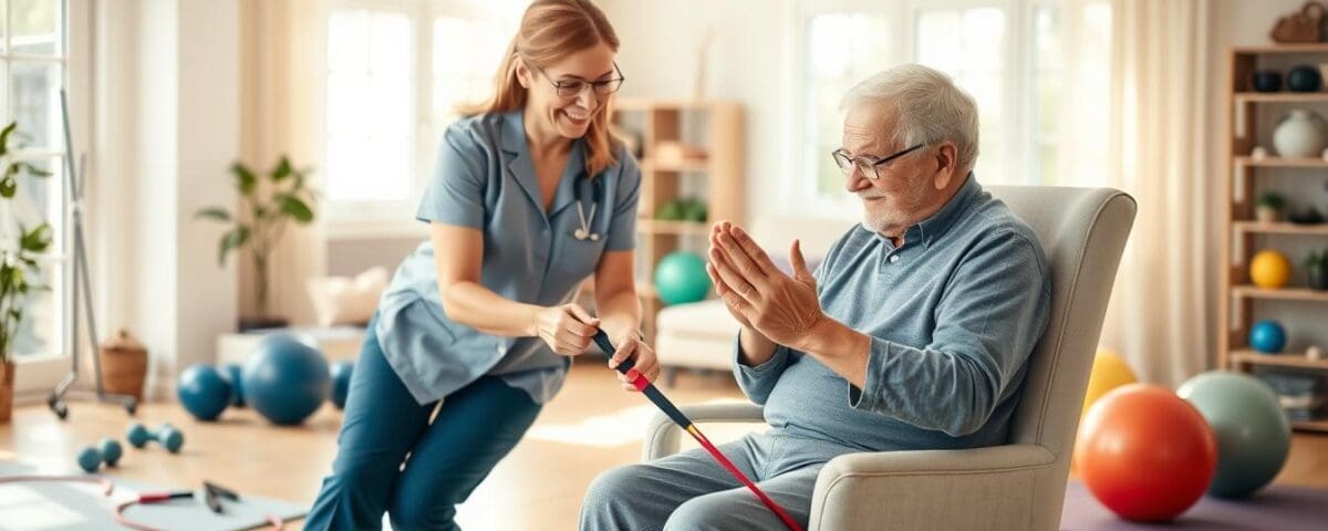 Stroke recovery therapy in home environment with compassionate care and professional nursing support.