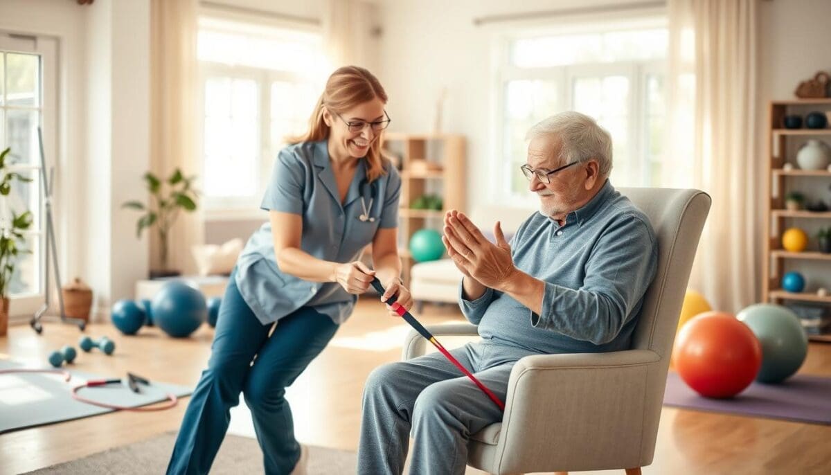 Stroke recovery therapy in a comfortable home environment and personalized care plan.