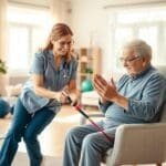 Stroke recovery therapy in home environment with compassionate care and professional nursing support.