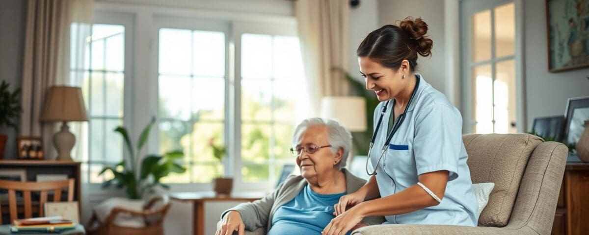 Elderly woman and home health caregiver in San Antonio, providing in-home care and personalized support.
