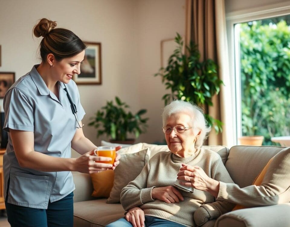 Caregiver assisting senior woman with meal in San Antonio home, providing compassionate in-home care.
