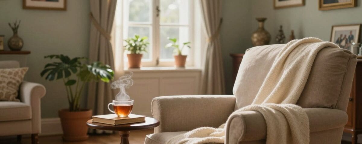 Aging in place in San Antonio: comfortable home setting with plants and a cozy armchair.